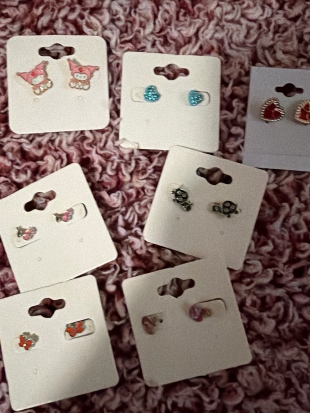 Pink Character and Heart Stud Earrings - Multi-Pack